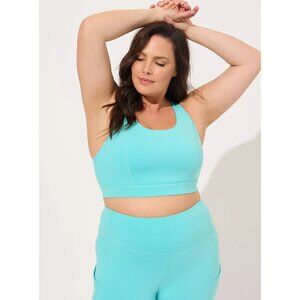 Torrid Blue Happy Camper Low-Impact‎ Wireless Strappy Back Active Sports Bra 5X
